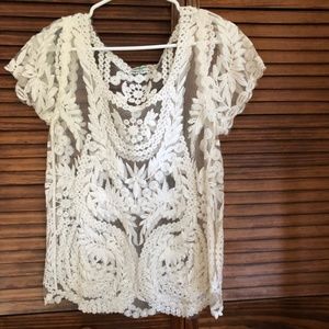 Vivid Importers Off White Lace Shirt